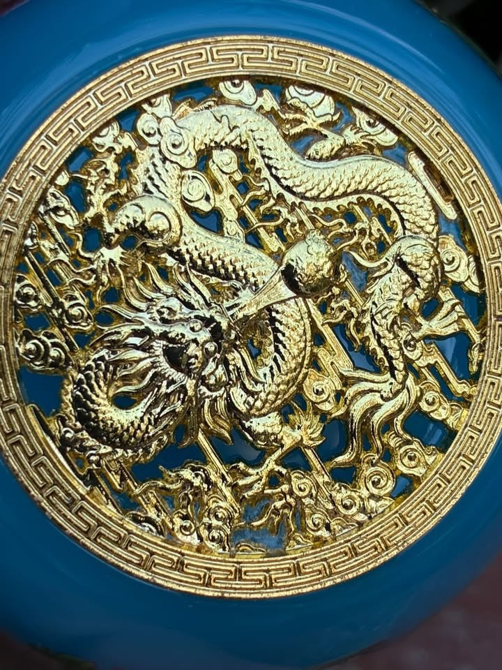 Blue Handmade Porcelain Jianzhan Teacup With Peacock