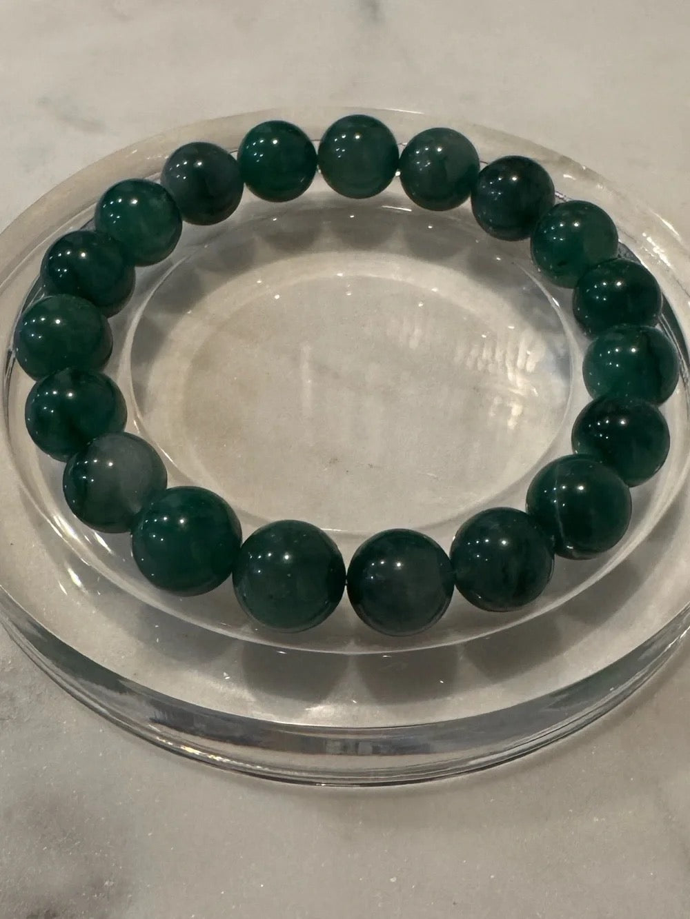 Green African Jade Bead Stretch Bracelet