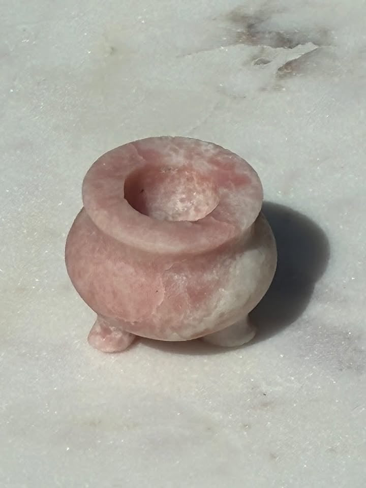 Pink Opalite Hand-Carved Caldron