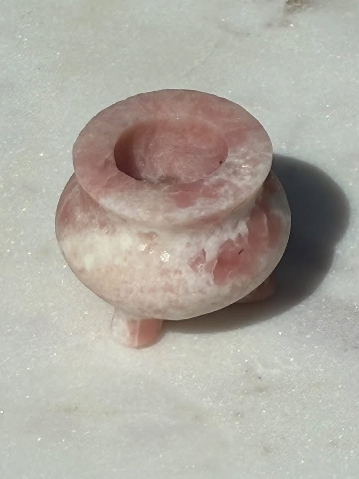 Pink Opalite Hand-Carved Caldron