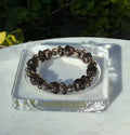 Natural Icy Obsidian Hand-Carved Teddy Bear Bracelet
