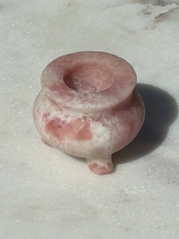 Pink Opalite Hand-Carved Caldron
