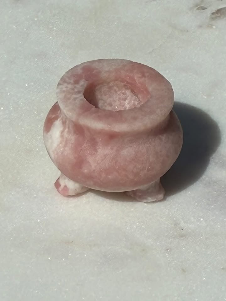 Pink Opalite Hand-Carved Caldron