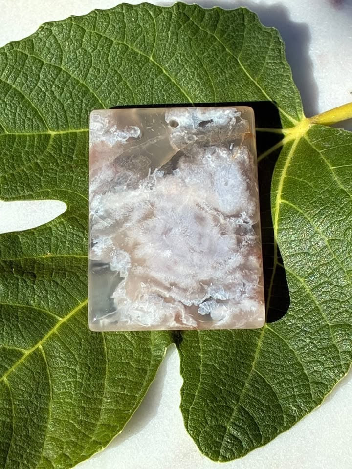 Carved Cherry Blossom Agate Pendant
