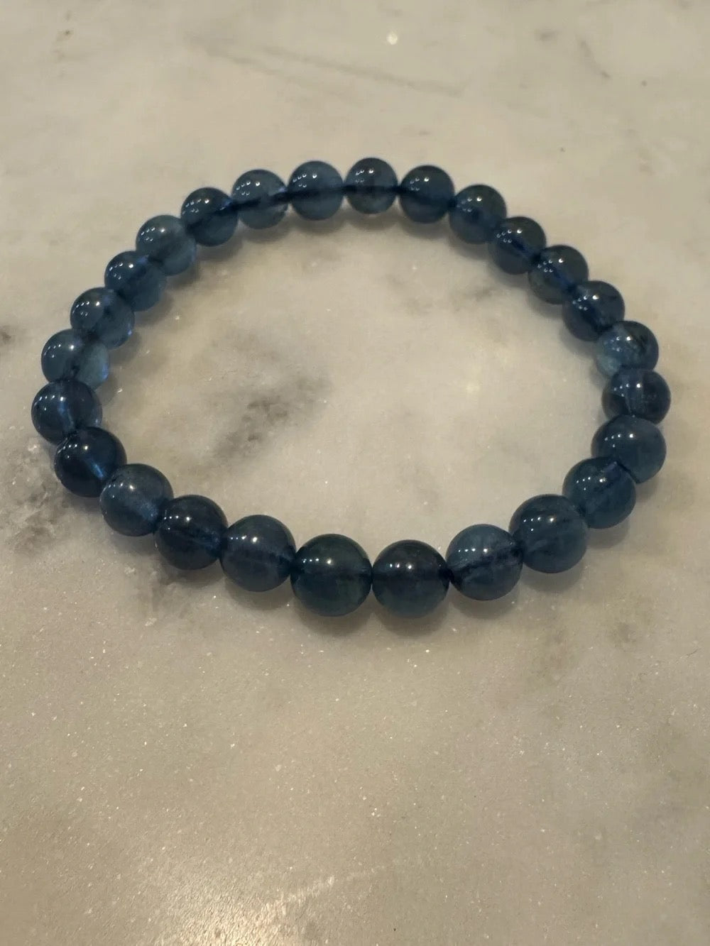 Devil Blue Aquamarine Beaded Stretch Bracelet