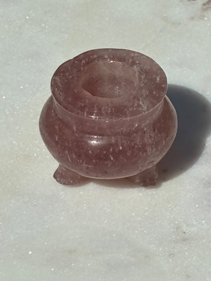 Strawberry Quartz Hand-Carved Caldron