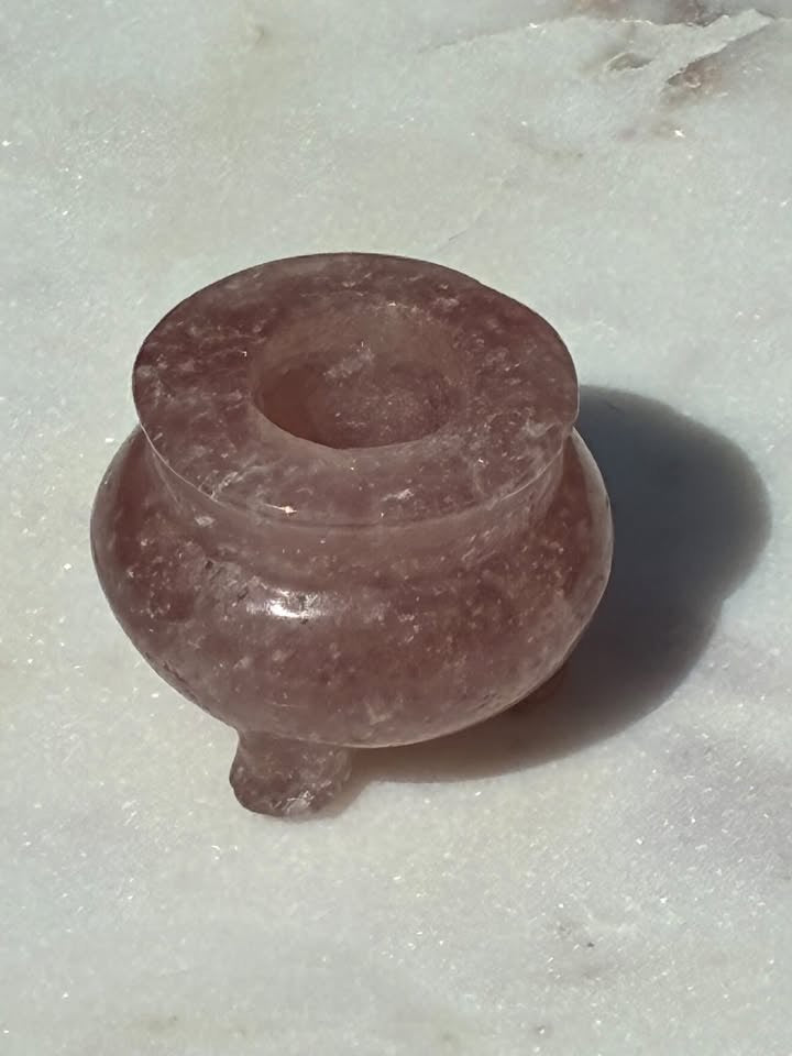Strawberry Quartz Hand-Carved Caldron