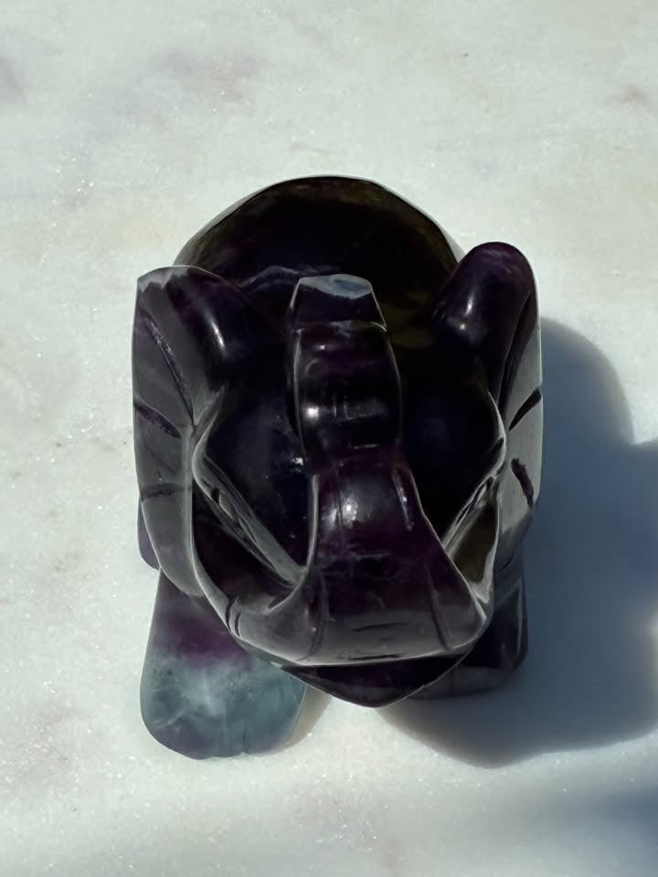Rainbow Fluorite Hand-Carved Elephant