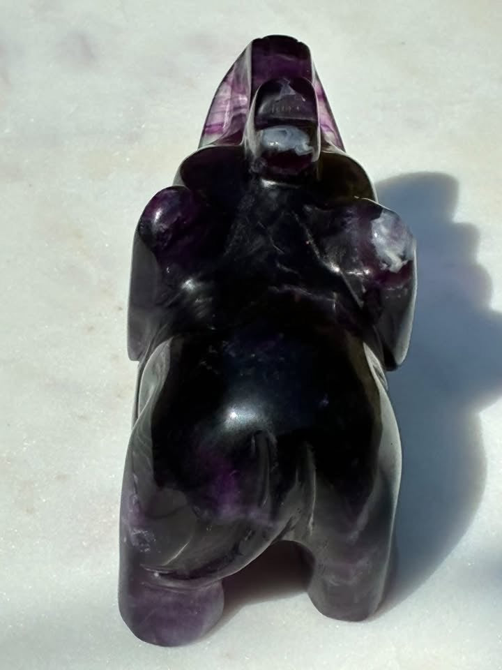 Rainbow Fluorite Hand-Carved Elephant