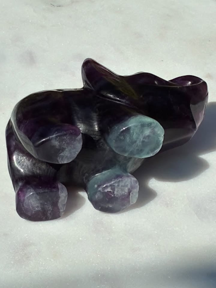 Rainbow Fluorite Hand-Carved Elephant