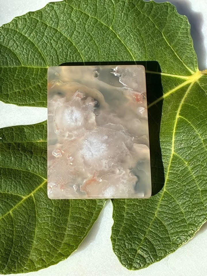 Carved Cherry Blossom Agate Pendant