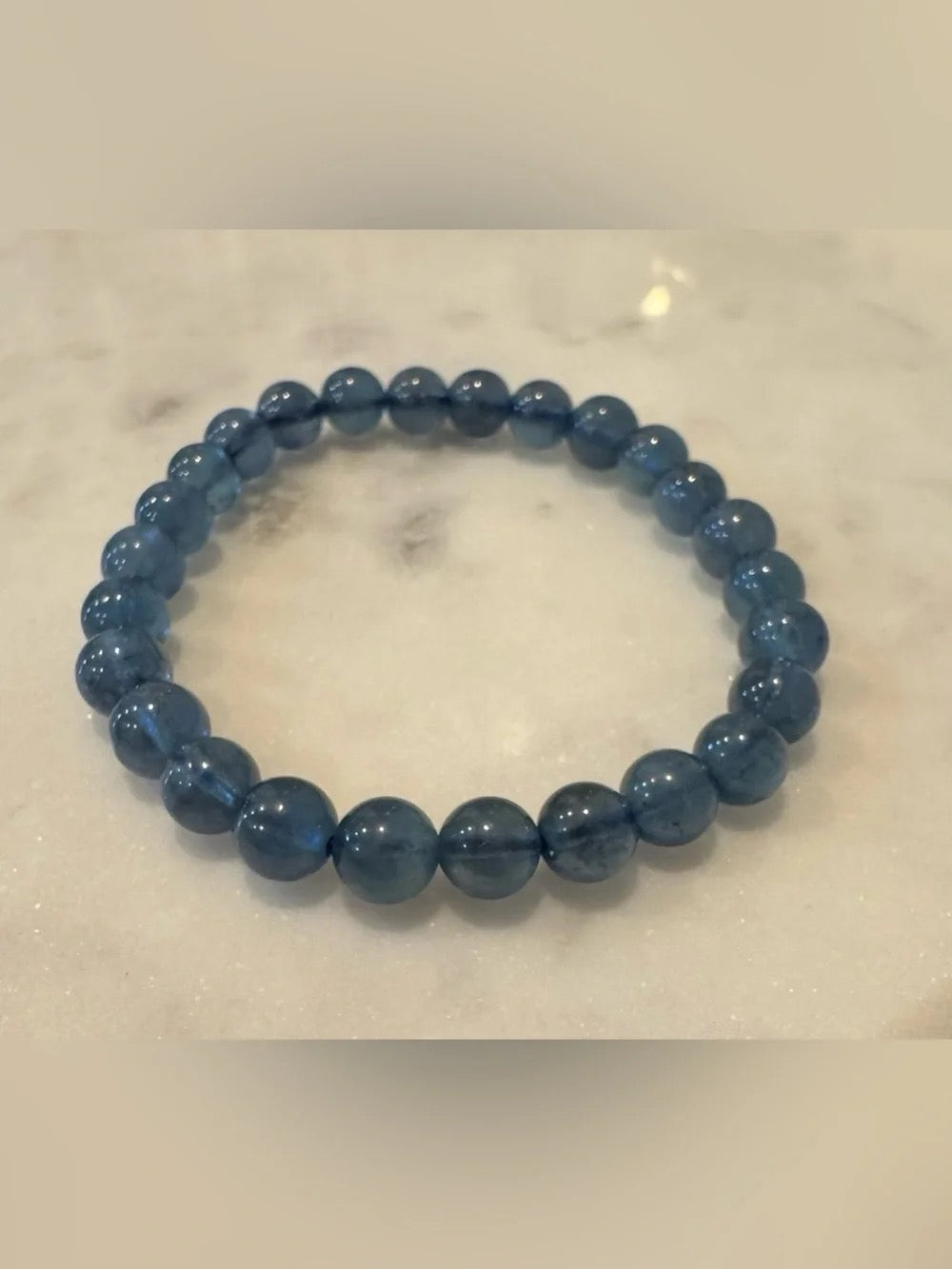 Devil Blue Aquamarine Beaded Stretch Bracelet