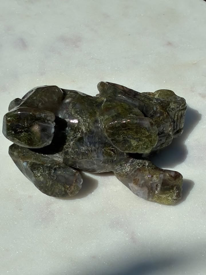 Green Moss Agate Hand-Carved Elephant