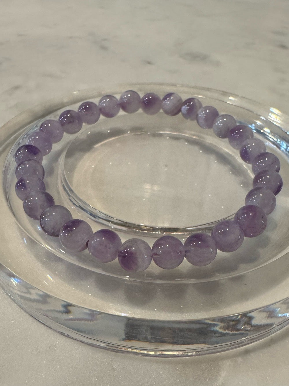 Natural Lavender Lepidolite Beaded Stretchy Bracelet