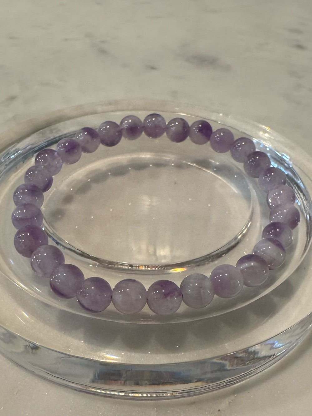 Natural Lavender Lepidolite Beaded Stretchy Bracelet