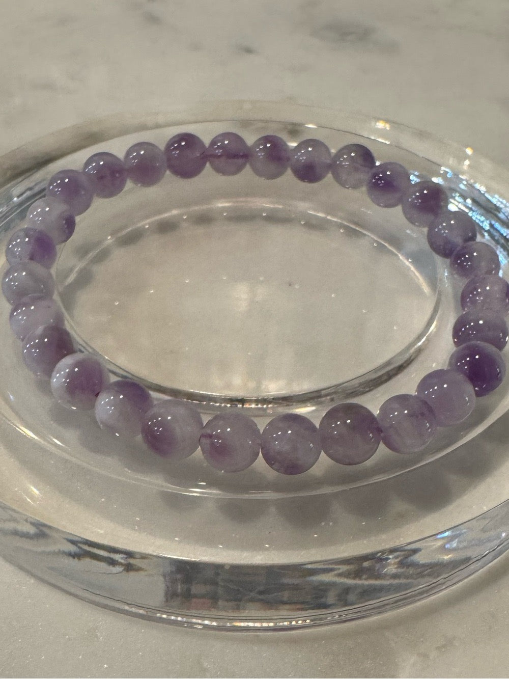 Natural Lavender Lepidolite Beaded Stretchy Bracelet