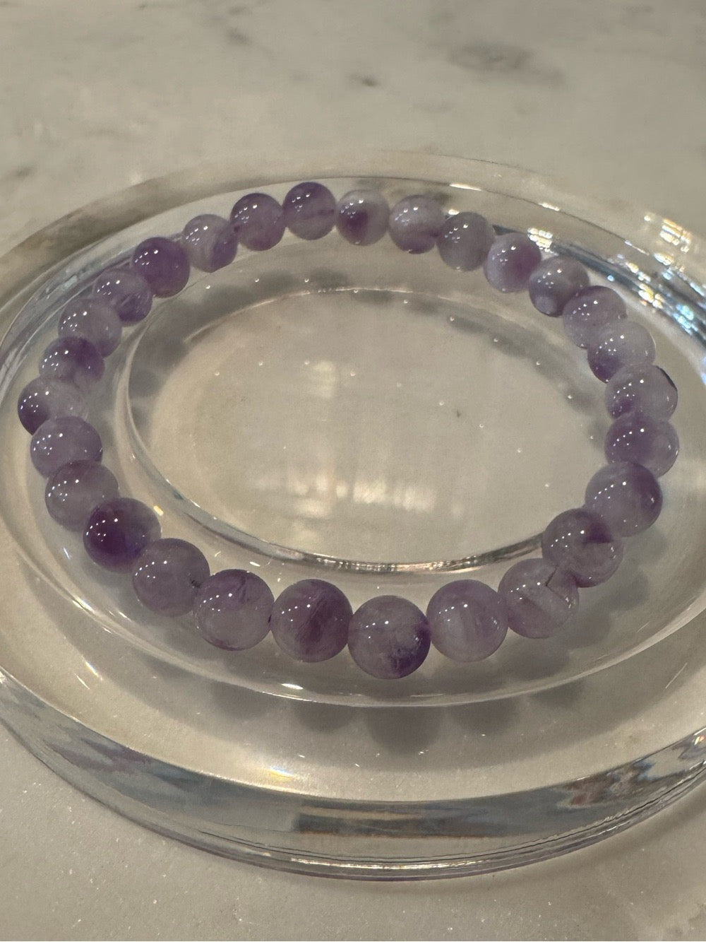 Natural Lavender Lepidolite Beaded Stretchy Bracelet