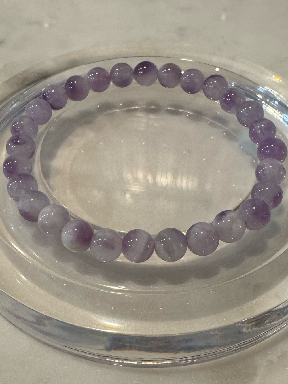 Natural Lavender Lepidolite Beaded Stretchy Bracelet
