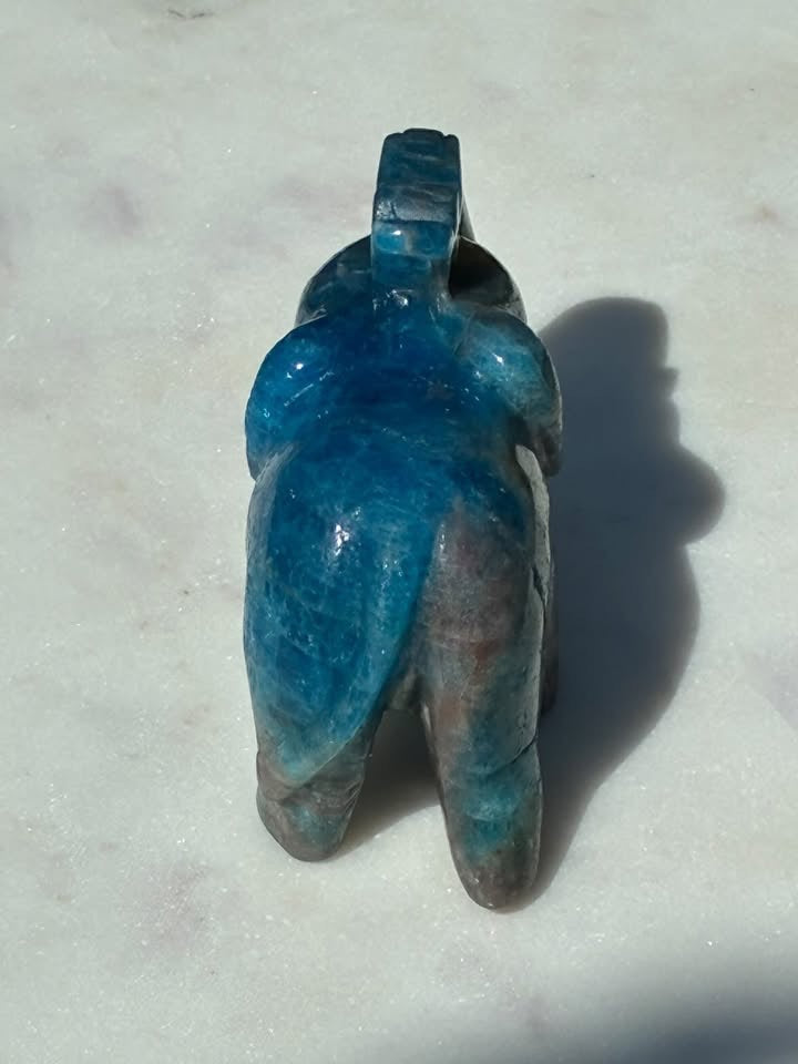 Blue Apatite Hand-Carved Elephant