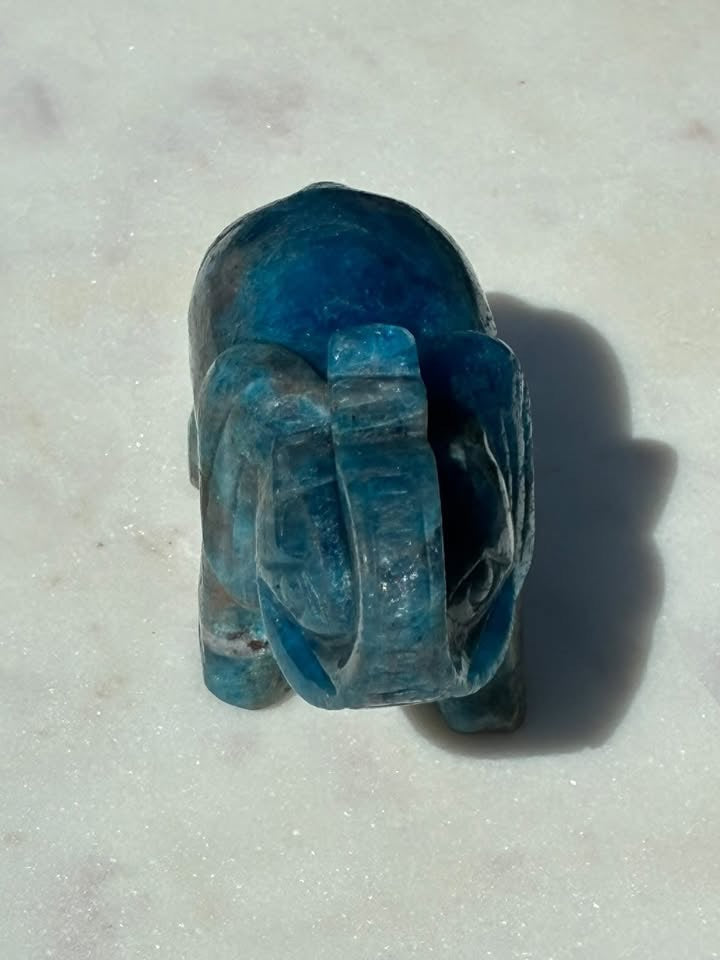 Blue Apatite Hand-Carved Elephant