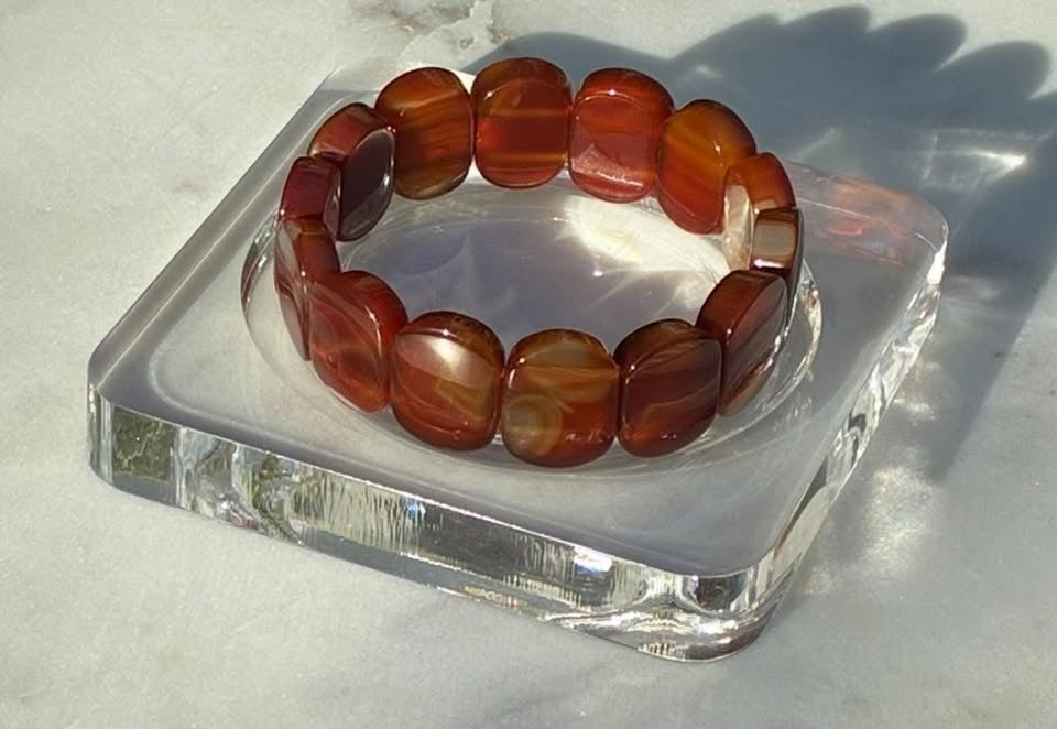 Natural Carnelian Soft Stretch Bangle