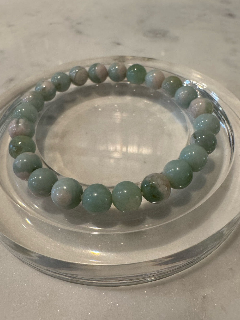 Green Sukura Agate Beaded Stretchy Bracelet