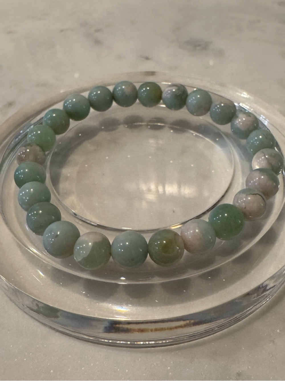 Green Sukura Agate Beaded Stretchy Bracelet