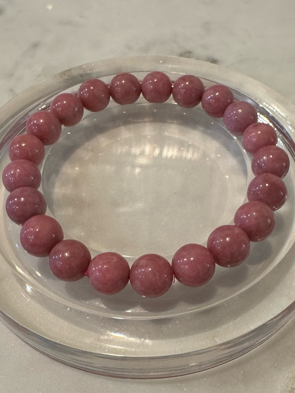Natural Pink Rhodonite Gemstone beaded Stretchy Bracelet