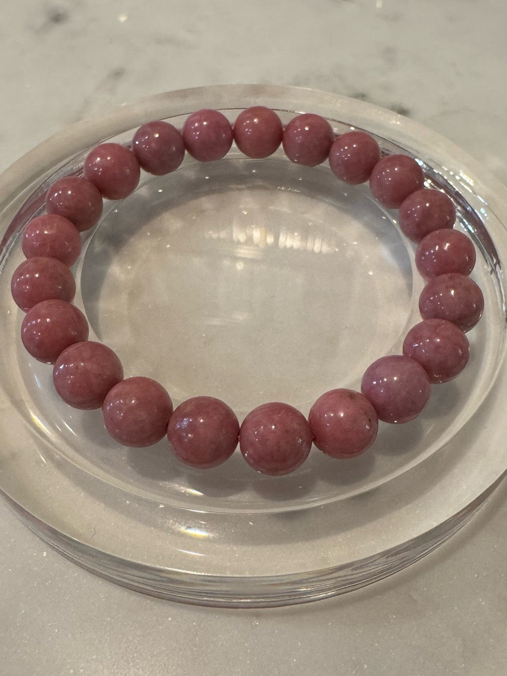Natural Pink Rhodonite Gemstone beaded Stretchy Bracelet