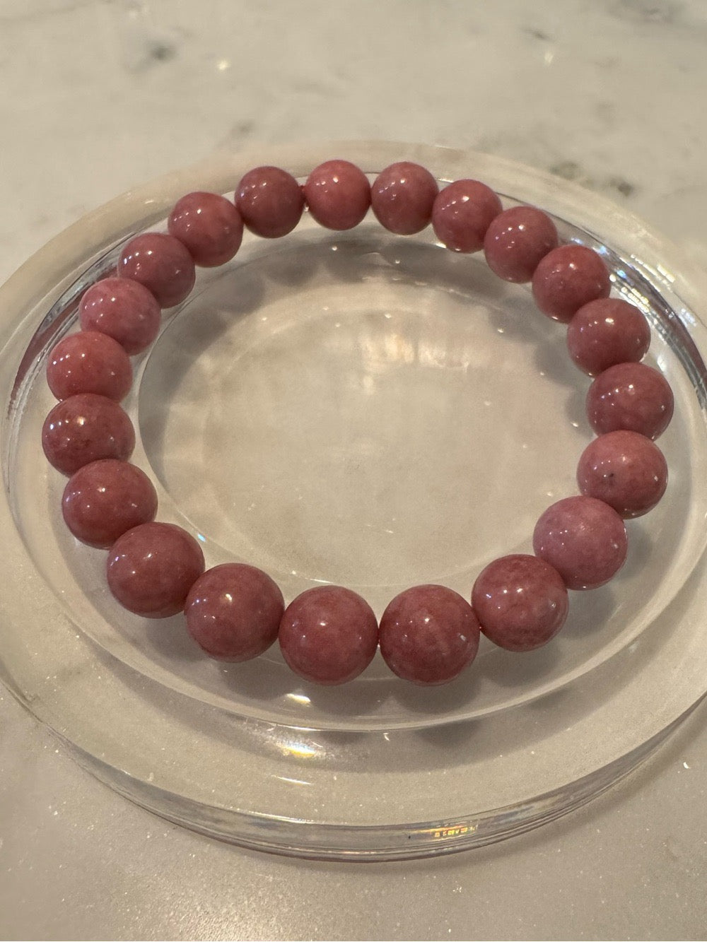 Natural Pink Rhodonite Gemstone beaded Stretchy Bracelet
