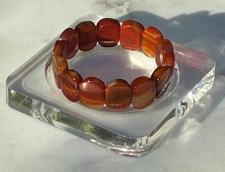 Natural Carnelian Soft Stretch Bangle